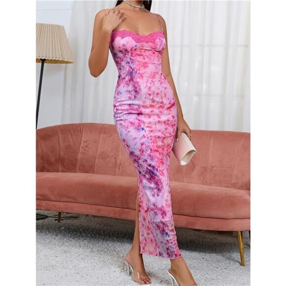 Lace Sweetheart Neck Bodycon Maxi Dress - Picture 5 of 6